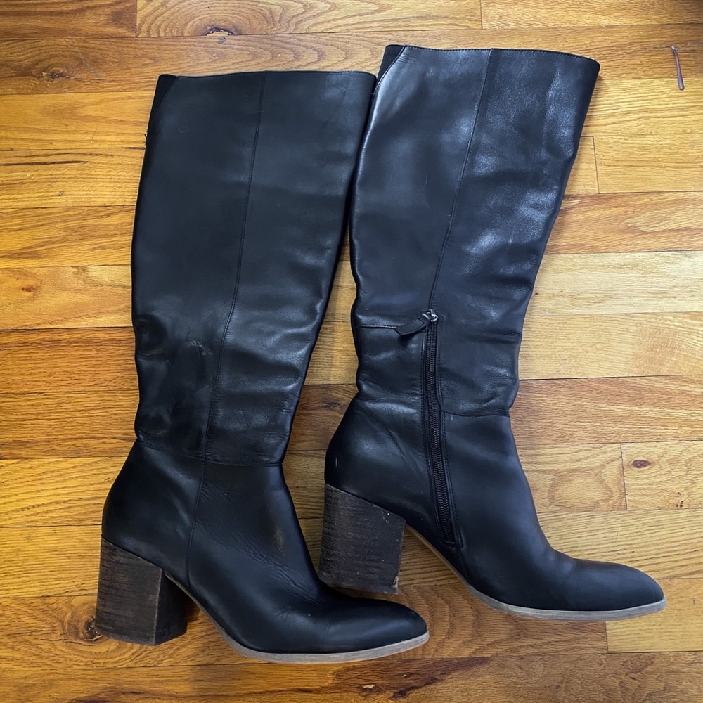 Caslon Black Leather Knee High Boots